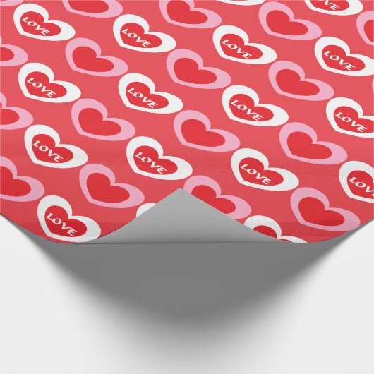 Witte en roze harten cadeaupapier (Hoek)