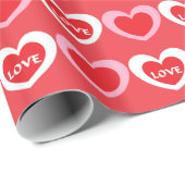 Witte en roze harten cadeaupapier (Rol Hoek)