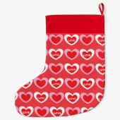 Witte en roze harten grote kerstsok (Achterkant)