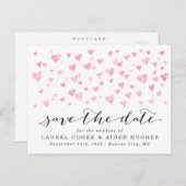  witte en roze harten Opslaan Datum Aankondigingskaart (Voorkant / Achterkant)