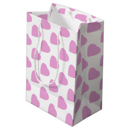 Witte en roze harten patroon Valentijnsdag Medium Cadeauzakje