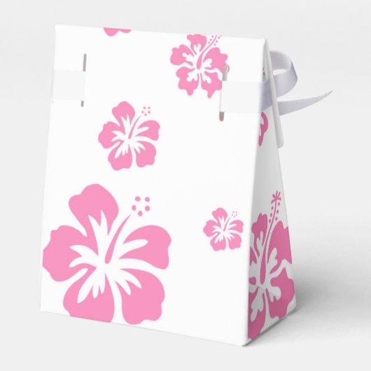 Witte en roze hibiscus koortsig pleisters bedankdoosjes (Achterkant)