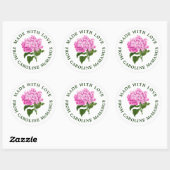 Witte en roze hortensia gemaakt met liefde ronde sticker (Vel)