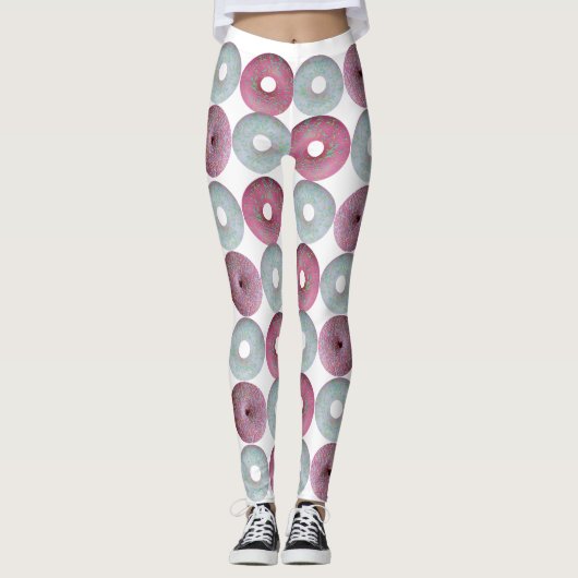 Witte en roze ijskorrels leggings (Voorkant)