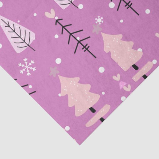 Witte en roze kerstbomen Paarse kerst Tissuepapier (Detail)
