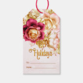 Witte en roze kerstRozen Prettige feestdagen Cadeaulabel (Voorkant)