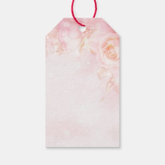 Witte en roze kerstRozen Prettige feestdagen Cadeaulabel (Achterkant)