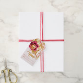 Witte en roze kerstRozen Prettige feestdagen Cadeaulabel (Met Touw)