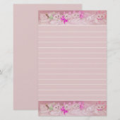 Witte en Roze Kittens Persoonlijk Briefpapier (Voorkant / Achterkant)