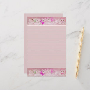 Witte en Roze Kittens Persoonlijk Briefpapier