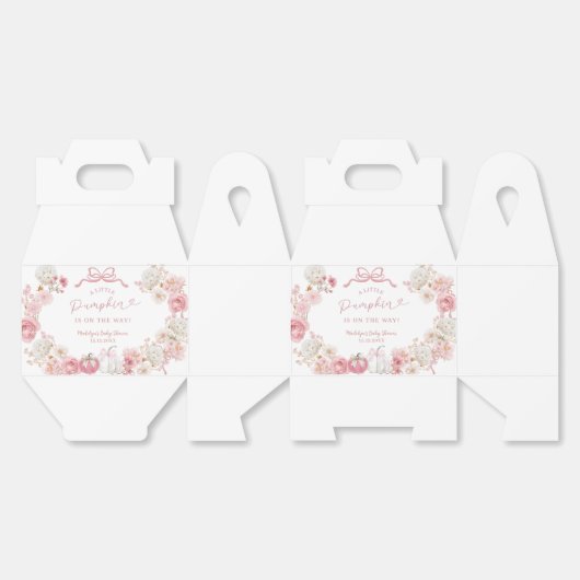 Witte en Roze Kleine Pompoen Baby Favoriet Doos Bedankdoosjes (Ongevouwen)
