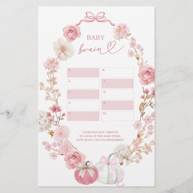 Witte en Roze Kleine Pompoen Baby Hersenspelletjes (Voorkant)