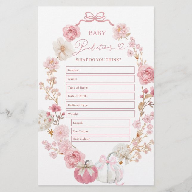 Witte en Roze Kleine Pompoen Baby Voorspellingen (Voorkant)