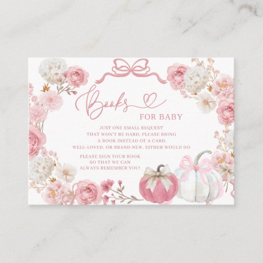 Witte en Roze Kleine Pompoen Boeken voor Baby Informatiekaartje (Voorkant)