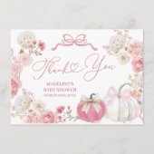 Witte en Roze Kleine Pompoen Dank u Kaart (Voorkant)