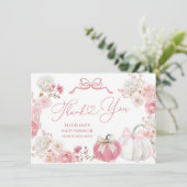 Witte en Roze Kleine Pompoen Dank u Kaart (Staand voorkant)