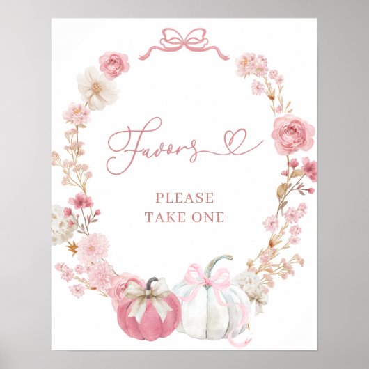 Witte en Roze Kleine Pompoen Favors Poster (Voorkant)