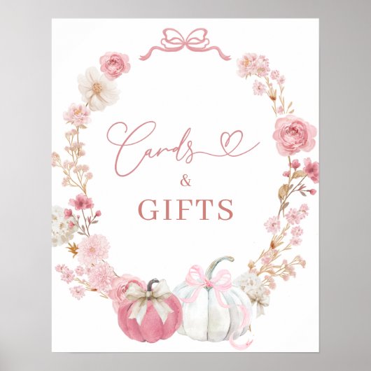 Witte en roze kleine pompoen Kaart en geschenken Poster (Voorkant)
