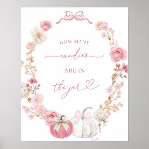 Witte en roze kleine pompoen Kaart en geschenken Poster