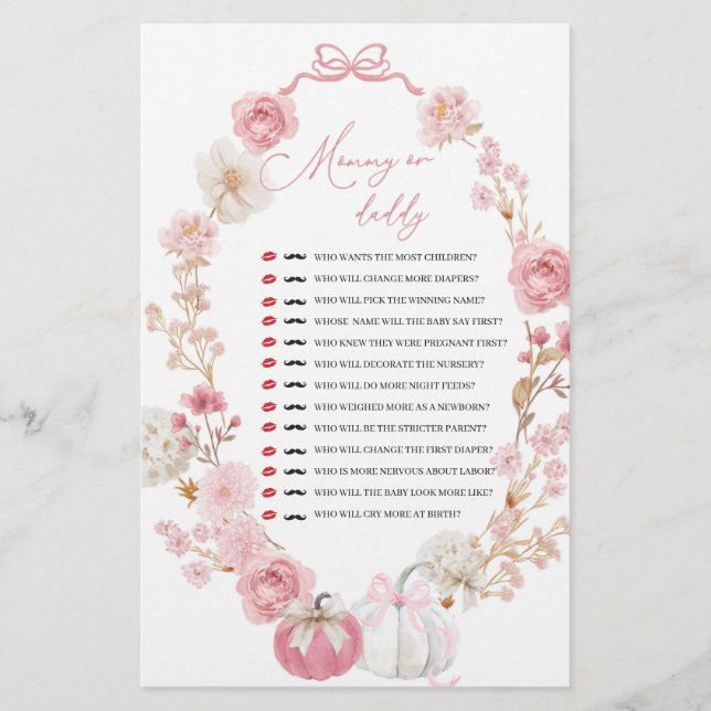 Witte en roze kleine pompoen mama of papa (Voorkant)