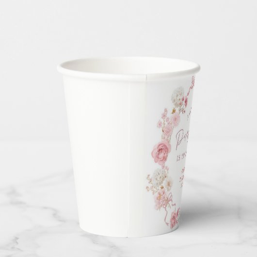 Witte en roze kleine pompoen papieren bekers (Rechts)