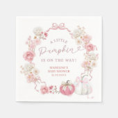 Witte en roze kleine pompoen papieren servetten (Voorkant)