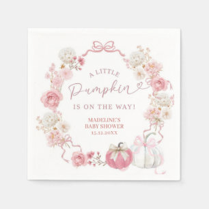 Witte en roze kleine pompoen papieren servetten