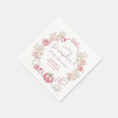 Witte en roze kleine pompoen papieren servetten (Hoek)