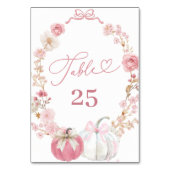 Witte en Roze Kleine Pompoen Tafelnummer (Voorkant)