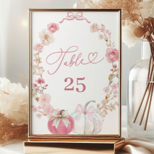 Witte en Roze Kleine Pompoen Tafelnummer