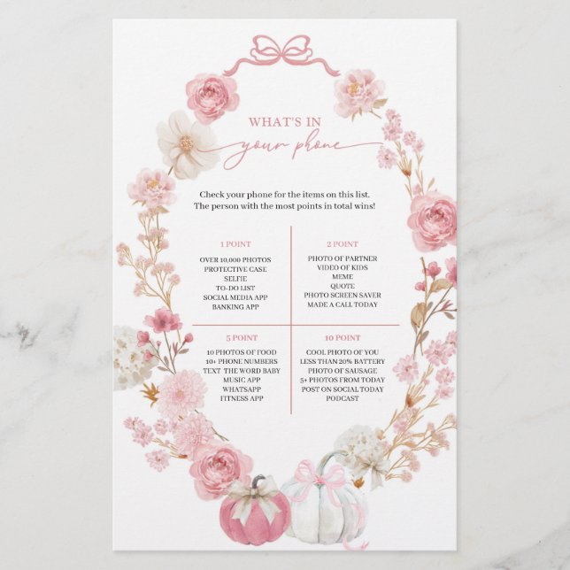 Witte en roze kleine pompoen Wat zit er in je tele (Voorkant)