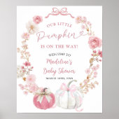 Witte en roze kleine pompoen welkomstbord poster (Voorkant)