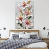 Witte en Roze Lelie Textuur Abstracte Wandkunst Canvas Afdruk (Insitu (Slaapkamer))