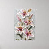 Witte en Roze Lelie Textuur Abstracte Wandkunst Canvas Afdruk (Voorkant)
