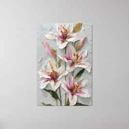 Witte en Roze Lelie Textuur Abstracte Wandkunst Canvas Afdruk