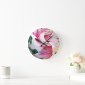 Witte en Roze Lily waterverf originele kunst Ronde Klok (Huis)