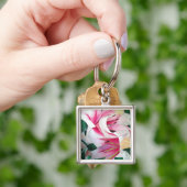 Witte en Roze Lily waterverf originele kunst Sleutelhanger (Hand)