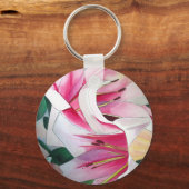Witte en Roze Lily waterverf originele kunst Sleutelhanger (Voorkant)