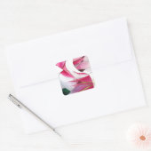 Witte en Roze Lily waterverf originele kunst Vierkante Sticker (Envelop)