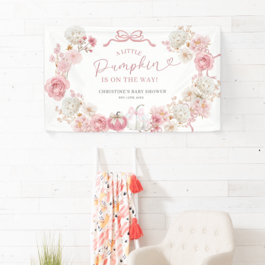 Witte en roze Little Pumpkin Large Banner (Insitu)