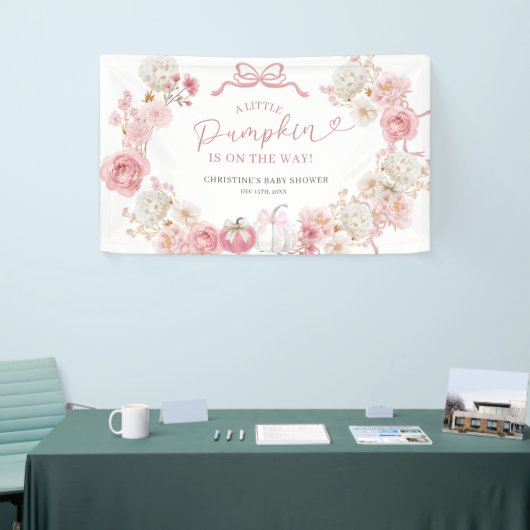 Witte en roze Little Pumpkin Large Banner (Beurs)