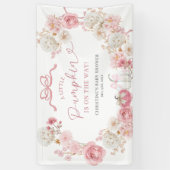 Witte en roze Little Pumpkin Large Banner (Verticaal)