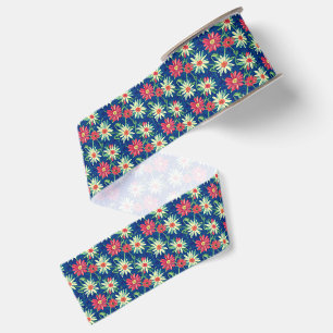 Witte en Roze Madeliefjes Grosgrain Lint