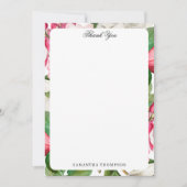 Witte en Roze Magnolia Flowers Aangepaste naam Bedankkaart (Voorkant)