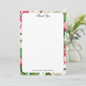 Witte en Roze Magnolia Flowers Aangepaste naam Bedankkaart (Staand voorkant)