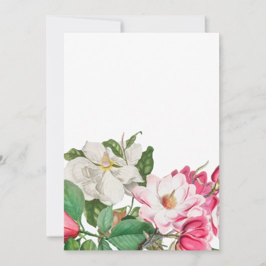  Witte en Roze Magnolia Flowers Aangepaste naam Bedankkaart (Achterkant)