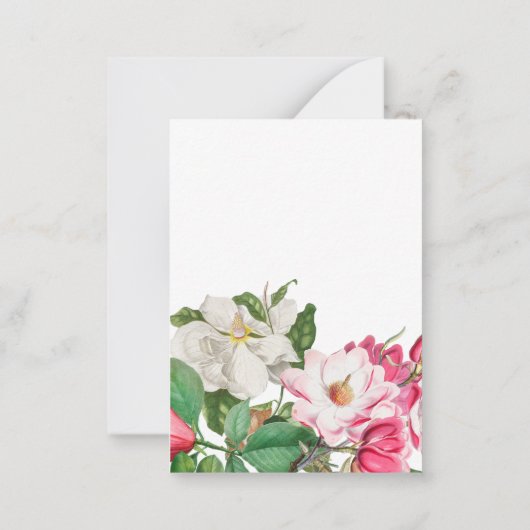 Witte en Roze Magnolia Flowers Aangepaste naam Notitiekaartje (Achterkant)