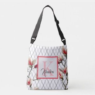, witte en roze, monogrammen Canvas tas