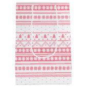 Witte en roze Noordse kerstpatronen Medium Cadeauzakje (Achterkant)