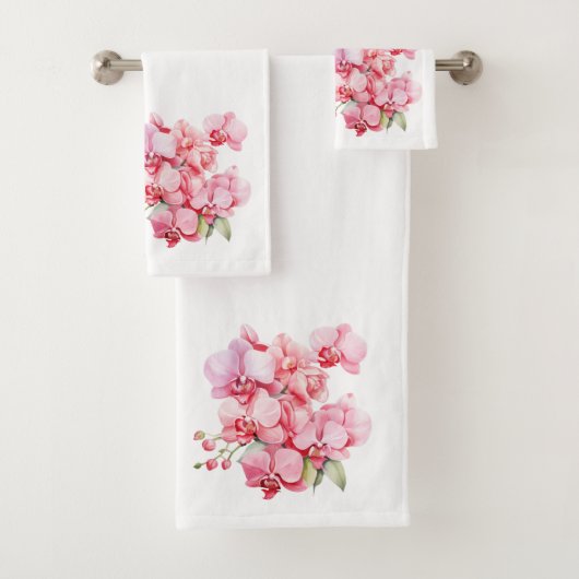 Witte en roze orchidee bad handdoek (Insitu)